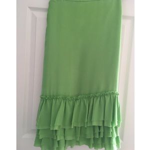 Lightweight green ruffle bottom skirt